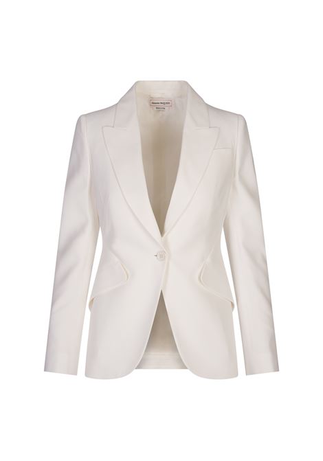 Giacca In Crêpe Sottile Con Spalle A Punta in Avorio Chiaro ALEXANDER MCQUEEN | 585442-QEAAA9007